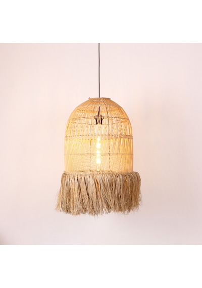 Rattan Meğri Avize 40x65 Cm Bej