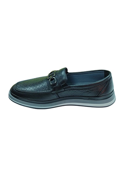 Serhan Ayakkabı 2009 Erkek Siyah 40-44 Deri Tokalı Loafer Ayakkabı Siyah