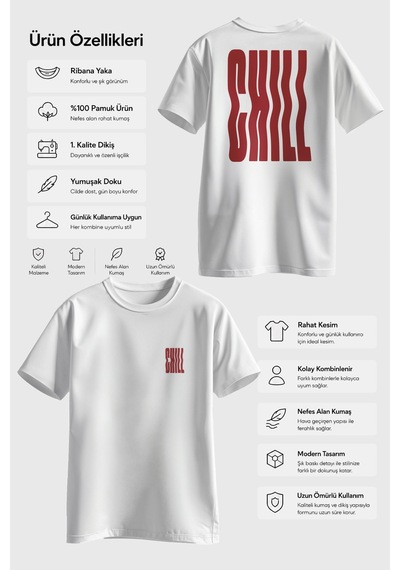 Spoyi Chill Wave Tasarımlı %100 Pamuk Yarım Oversize Beyaz T-lhirt