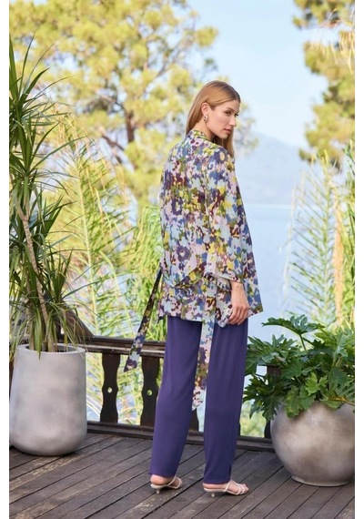 Monamise 25054 Lacivert 3'lü Hamile Lohusa Pijama Sabahlık Takım