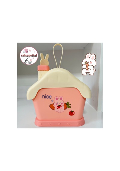 Kawaii Tavşan Ev Kumbara Kilitli Ev Kumbara Para Kawaii Tavşan Ev Kumbara Sticker Hediyeli