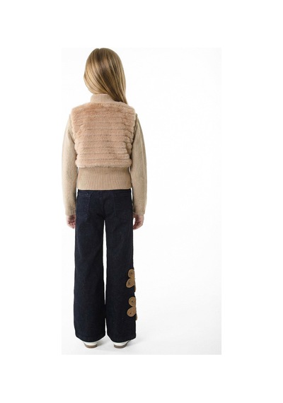Xo Kids Kız Çocuk Folarlı 3lu Alt Üst Takım 7-14 Yaş 3907-4907 Bej
