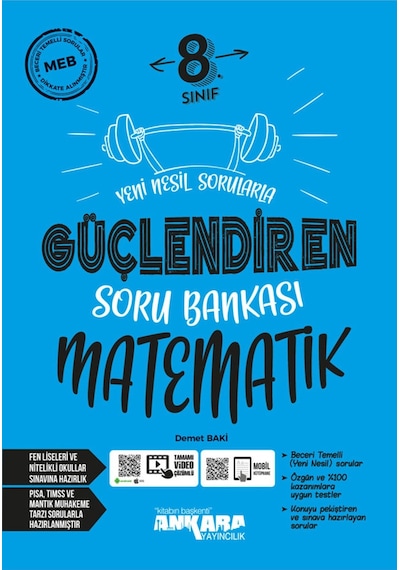 Ankara Yayınları 8. Sınıf Matematik Güçlendiren Soru Bankası + 32 Haftalık Güçlendiren Kazanım Denemesi