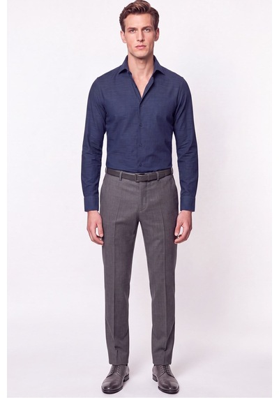 Slim Fit İtalyan Yaka Lacivert Gömlek G 1610