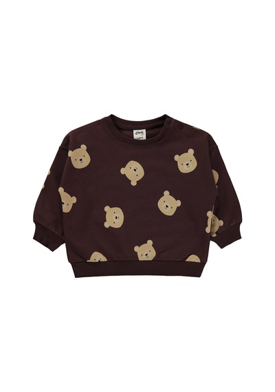 Civil Baby Ayıcık Baskılı 6-18 Ay Sweatshirt - Kahverengi Acı Kahverengi
