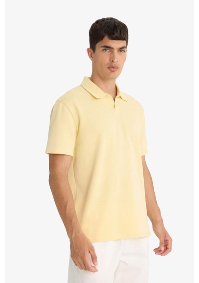 Defacto Regular Fit Polo Yaka Kısa Kollu Tişört F8363ax25smyl188 Sarı