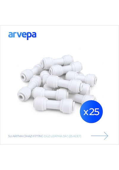 Arvepa Su Arıtma Cihazı 1/4" Düz Uzatma 25 Adet - Geçmeli (Quick) Bağlantı