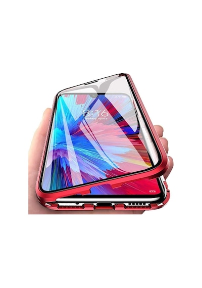 Galaxy A10 Uyumlu Önü Ve Arkası Temperli Cam, Manyetik Adsorpsiyon Darbeye Dayanıklı Kapak, Alüminyum Metal Tampon Güçlü Mıknatıslar Kırmızı, Galaxy A10 50 x 22