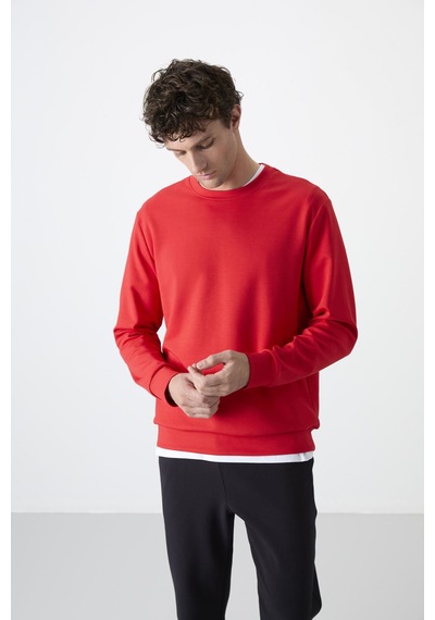 Tommy Life Kırmızı Basic O Yaka Rahat Form Erkek Sweatshirt - 88053 Kırmızı