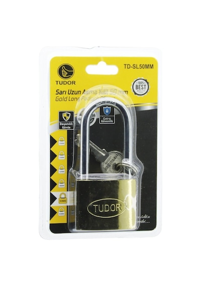 Tudor Td-sl50mm Vakumlu 50mm Sarı Uzun Kancalı Asma Kilit- 12'li Paket Diğer