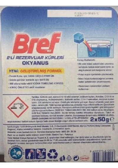 Bref Bref Küp Tuvalet Temizleyici 1 Paket, 2x50 Gr Mavi Su 265027414