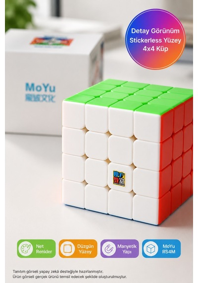 Moyu 4x4 Manyetik Zeka Küpü Rs4m Stickerless Speed Cube Mf8891 6,2x6,2x6,2 Cm