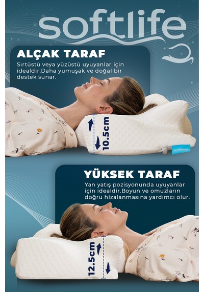 Nox Boyun Destekli Ortopedik Visco Yastık Beyaz- Rahat Uyku Ve Güzellik Yastığı 64x38x12,5 Cm