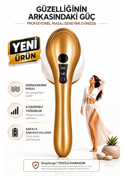 Ds655 G5 Tip Şarjlı Vücut Masaj Cihazı Sıkılaştırıcı Ve Selülit Azaltıcı Titreşimli Kas Gevşetici Açık Kahverengi