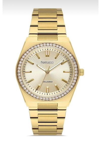 Ferrucci Fc73864 Zirkon Taşlı Çelik Kordon Ve Kasa Klasik Model Kadın Kol Saati Gold