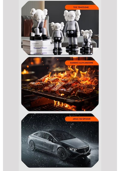 Wearfitpro Ys-003 Mini Turbo Jet Fan Mangal Körükleme Yaprak Üfleme Araç Kurutucu Devirli Üfleme Makinesi Siyah