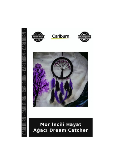 Özel Üretim Dekoratif El Yapımı Duvar Süsü Rüya Kapanı Mor İncili Hayat Ağacı Dream Catcher