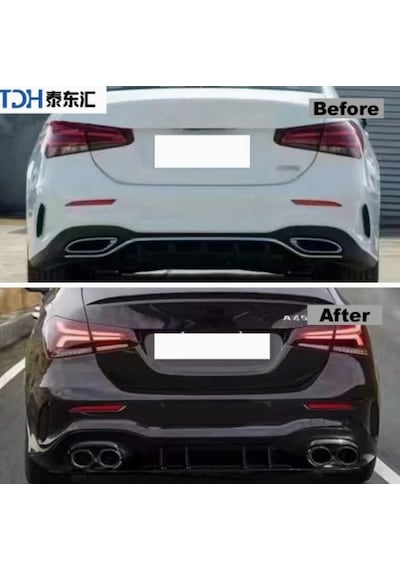 Mercedes A Serisi W177 Sedan A35 Amg Arka Difüzör 2019-2023 Arası Uyumlu Çift Çıkışlı