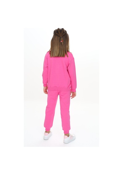 Toontoy Kids Toontoy Kız Çocuk Kanguru Cepli Göğsü Baskılı Eşofman Takım Fuşya
