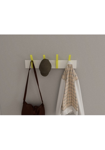 Hepsi3boyutlu Modern Duvar & Kapı Kanca Askılık - 4 Adet Sarı Kanca Askılık - Model No : 3 Sarı