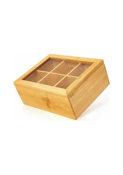 Bambu 6 Bölmeli Çok Amaçlı Saklama Kutusu, Bambu Organizer Bambu