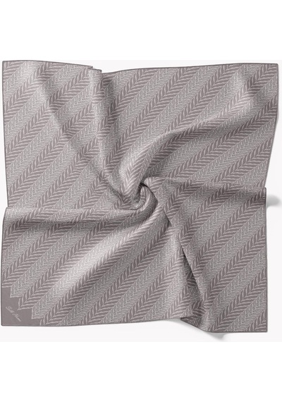 Silk Home Twill İpek Eşarp Minimal Desen Koyu Vizon 90x90 Çok Renkli