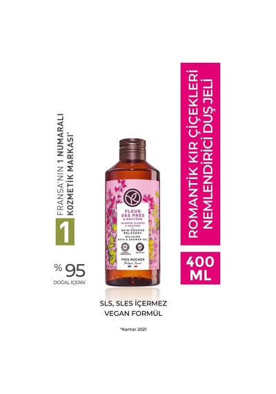 Yves Rocher Duş Jeli - Nemlendirici Romantik Kır Çiçekleri-sls,sles İçermez,vegan-400ml Diğer
