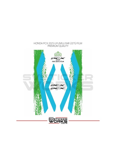 Honda Pcx Far Filmi Sticker Şeffaf Folyo 2025 İnce Model Mavi