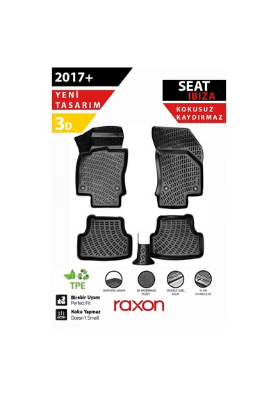 Seat Ibiza 2017+ 3d Havuzlu Paspas 5 Parça Tam Uyumlu, Su Geçirmez