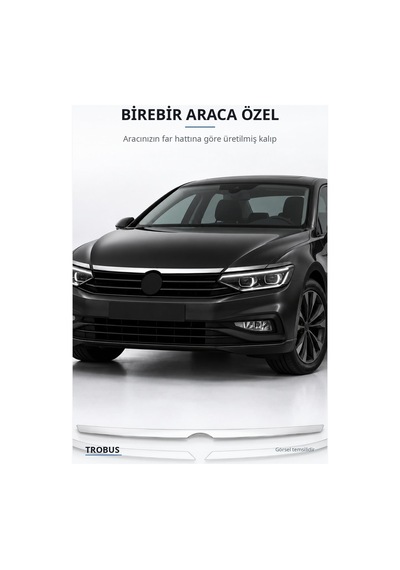 Volkswagen Passat B8.5 2019 Ve Sonrası Uyumlu Krom Far Üstü Çıtası 3 Parça Paslanmaz Çelik