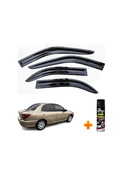 Kia Rio Sedan Mügen Cam Rüzgarlığı 2002 - 2005 Arası 4 Lü Takım +500ml Lastik Parlatıcı