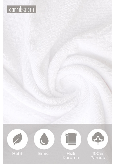 6'lı Greek El Havlusu - 50x90 Cm, 225 Gr, %100 Pamuk, Spa Ve Otel Havlusu, Günlük Kullanıma Uygun Beyaz
