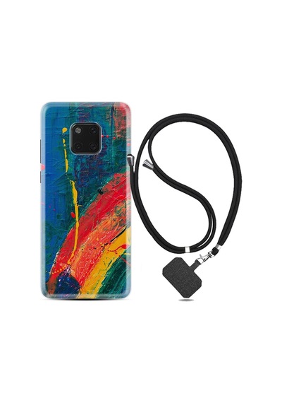 Huawei Mate 20 Pro Kılıf Silikon Desen Boyun Askılı Ressam Sulu Boya 1600