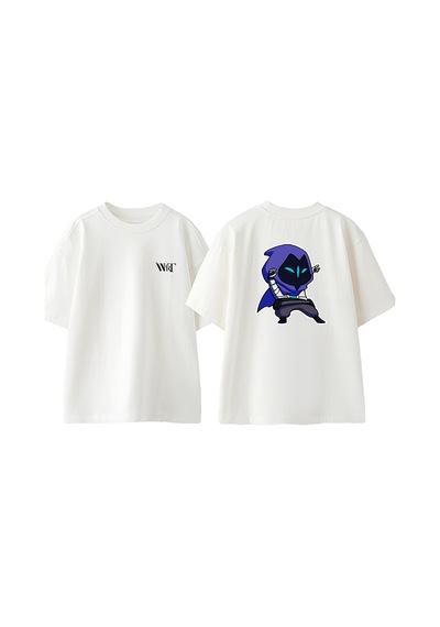 Thewert Valorant Omen Tasarım Sırt Baskılı Pamuk Beyaz Oversize T-shirt