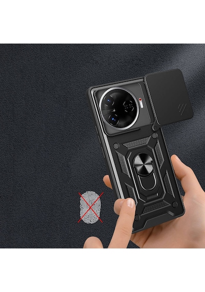 Zore Tecno Camon 30 Pro 5g Kılıf Magnetik Standlı Kamera Korumalı Msra Sürgülü Vega Kapak-mavi Mavi