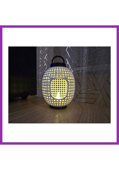 Bezos Japon Esintili Izgara Desenli Fener Tealight Mumluk Dekoratif Rüzgar Feneri Bty Çok Renkli