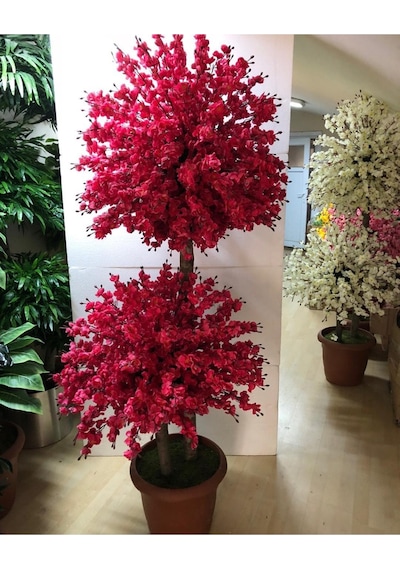 Rüzgar Yapay Çiçekçilik 2 Gövdeli Fuşya Sakura Ağacı Fuşya
