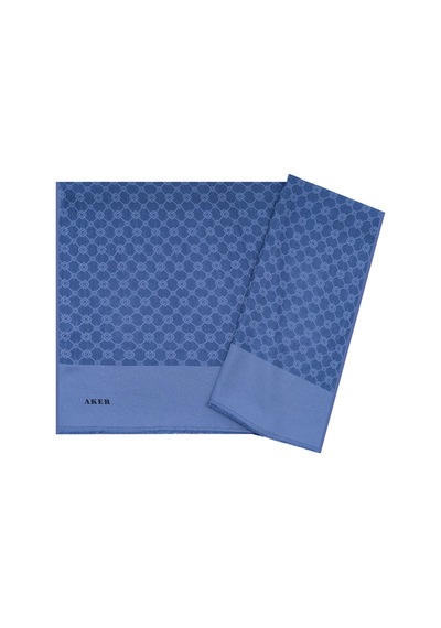 Aker 75x190 Cm 1090100 Elegance Monogram Şal Mavi Mavi