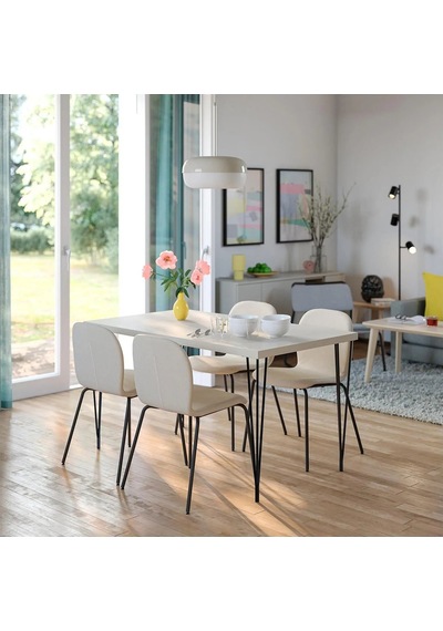 Ikea Bej Geniş Yemek Masası - Yemek Sandalyesi Oturma Yeri