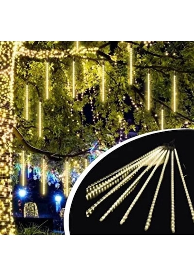 10'lu 45 Cm Plastik Meteor Led Usb 2m Kablo Sarı Renk Ağaç Işığı Renk Değiştiren Asmalı Dekoratif Bahçe V Çok Renkli