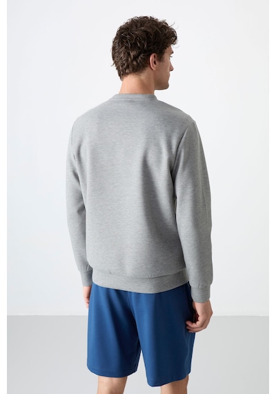 Tommy Life Gri Melanj Basic O Yaka Rahat Form Erkek Sweatshirt - 88053 GRİ MELANJ
