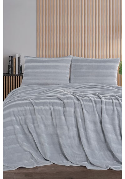Cozy Grı Çift Kişilik Battaniye Takımı Gri