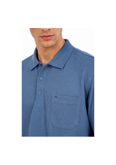 Dynamo Erkek Büyük Beden Mevsimlik Polo Yaka Cepli Sweatshirt Bgl-st05367 Mavi