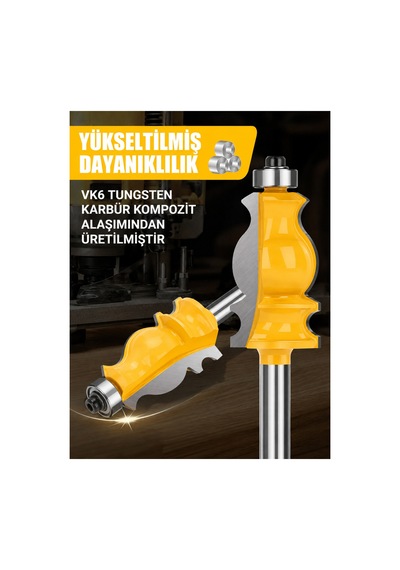 Dekoratif Kenar Profil Freze Ucu Rulmanlı 8x24x41x90 Mm