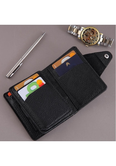 Williampolo Elit Quality Siyah Hakiki Deri Mini Erkek Kartlık Siyah