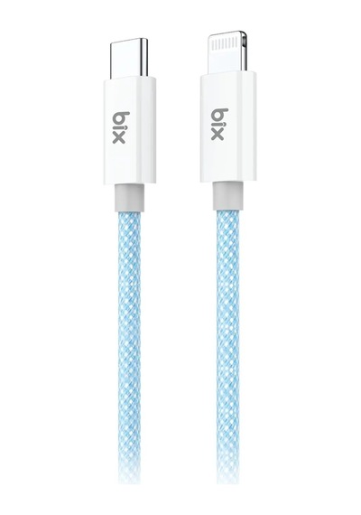 Bix T3cl Type-c To Lightning Apple Uyumlu iPhone 27w Örgülü Hızlı Şarj Ve Data Kablosu 1 Metre Mavi