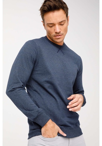 Igs İgs Erkek İndigo Modernfıt / Ekstra Dar Kalıp Bisiklet Yaka Sweatshirt İndigo