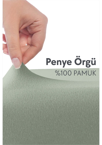 Calmera | %100 Pamuk Penye Lastikli Çarşaf | Çift Kişilik - Battal - King |  Yeşil