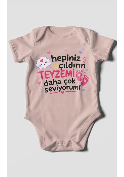 Morivokids Teyzeye Özel Kısa Kollu Bebek Body %100 Pamuk Zbn198-kk Pastel Pembe