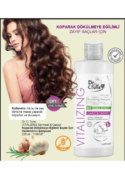 Farmasi Dr. C.Tuna Vitalizing Sarımsaklı Şampuan 3 x 225 ML